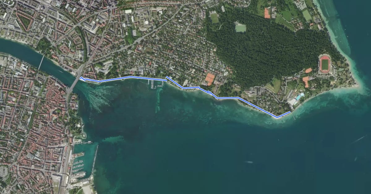 Маршрут Konstanz Bodensee-Therme - Konstanz Rheinbrücke Nord на спутниковом снимке