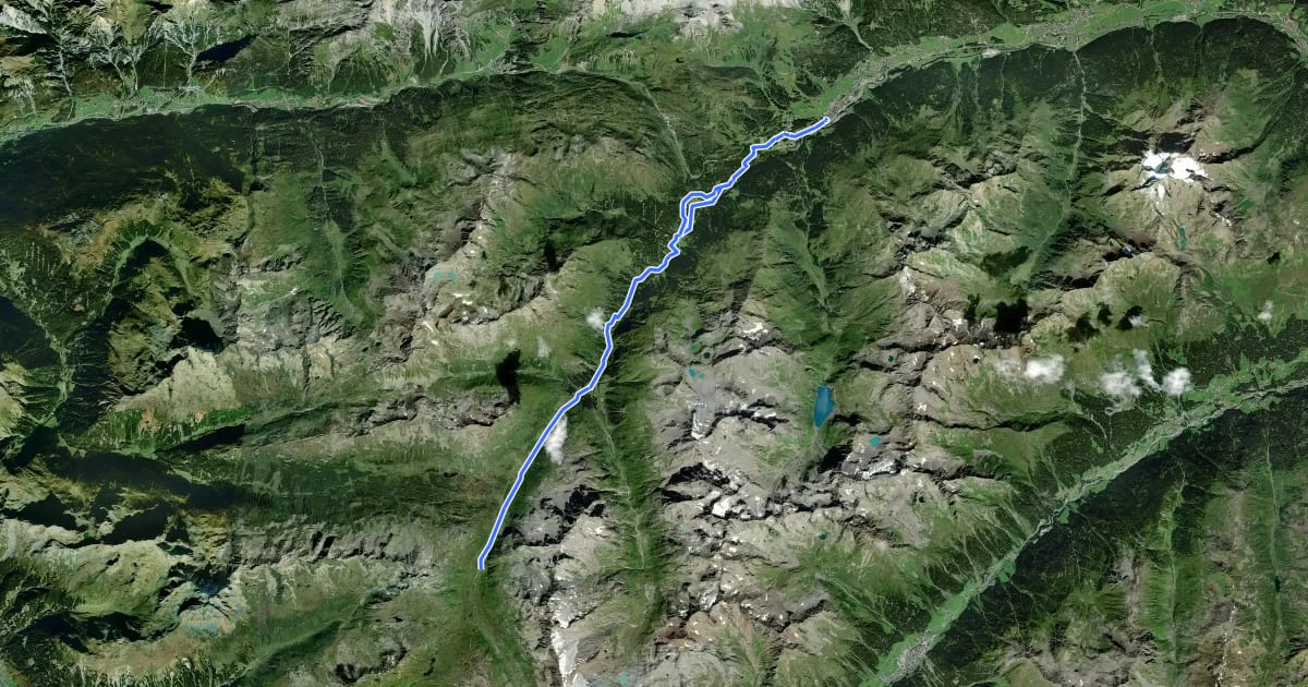 Маршрут Konstanzer Hütte - Schönverwallhütte на спутниковом снимке