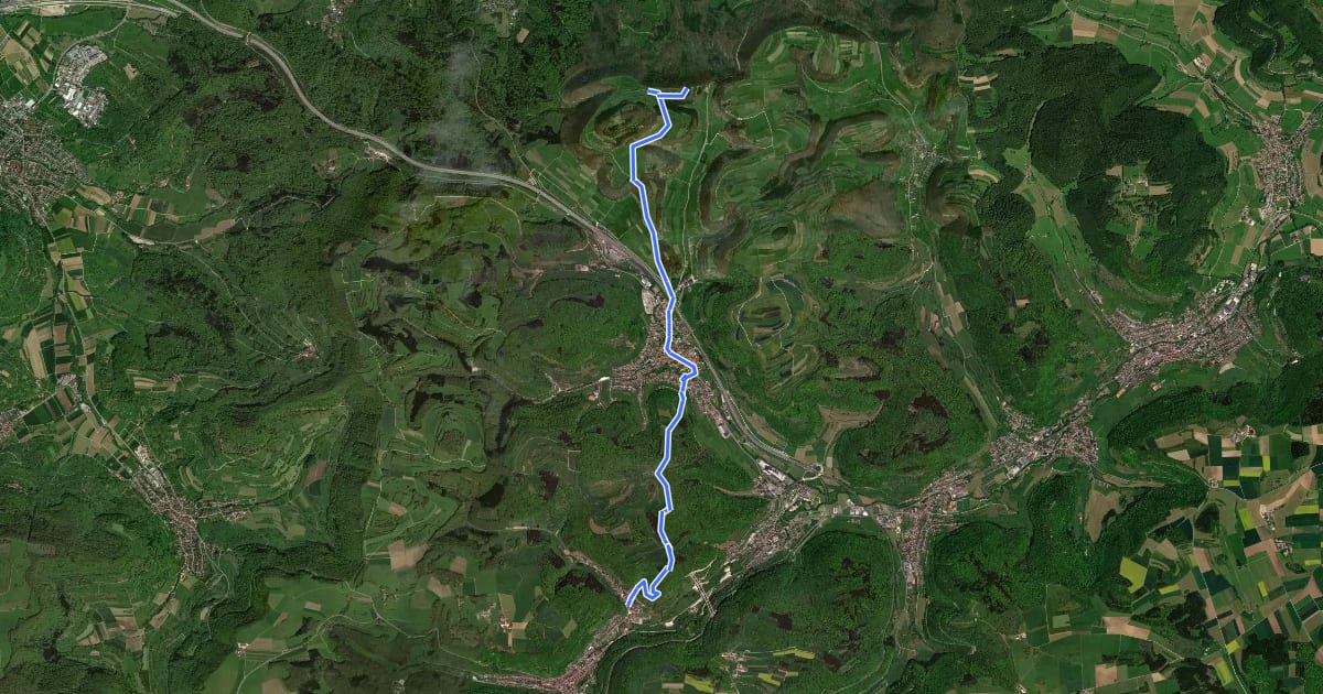 Маршрут Kornberg - Gruibingen - Wiesensteig на спутниковом снимке