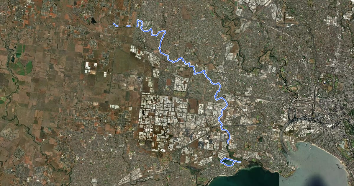 Маршрут Kororoit Creek Trail на спутниковом снимке
