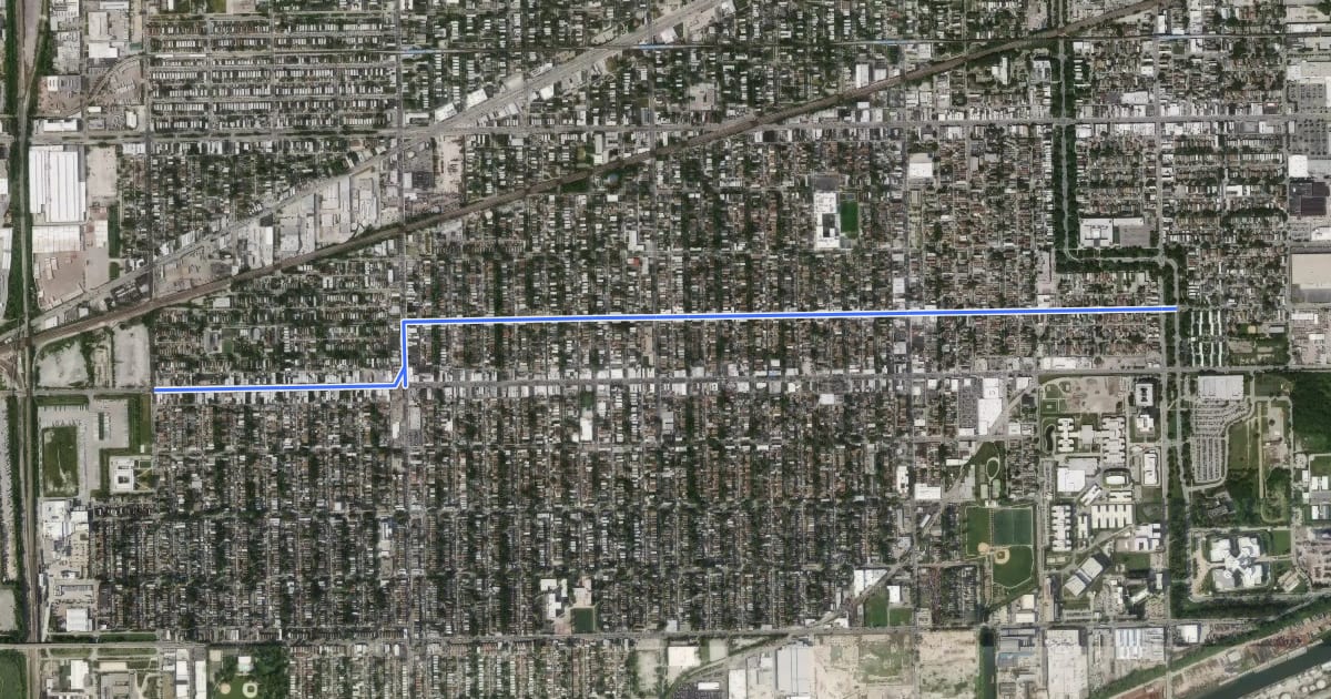 Маршрут Kostner Avenue - California Boulevard на спутниковом снимке