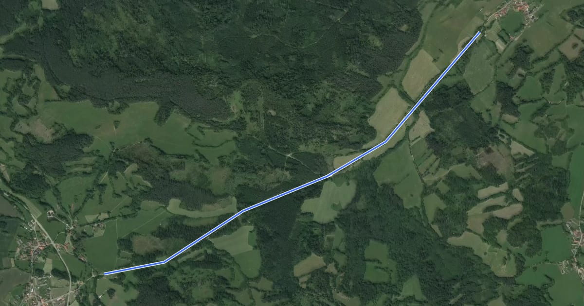 Маршрут Kovanínská zvířátka на спутниковом снимке