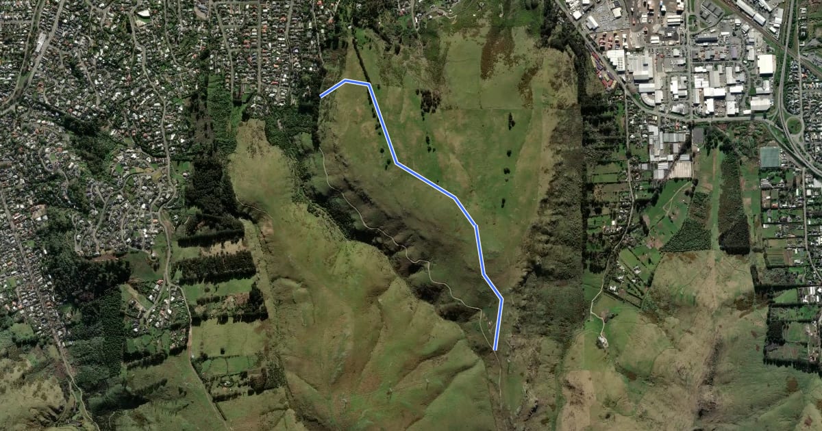 Маршрут Kowhai Walking Track на спутниковом снимке