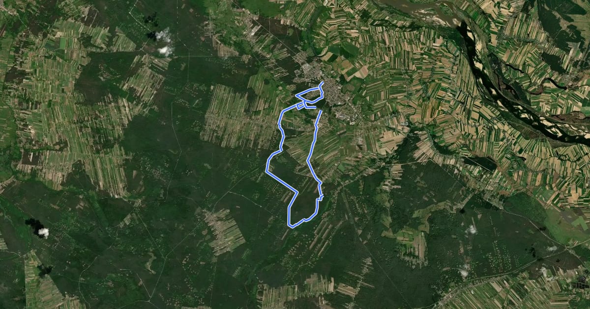 Маршрут Kozienice - nordic walking czerwony на спутниковом снимке