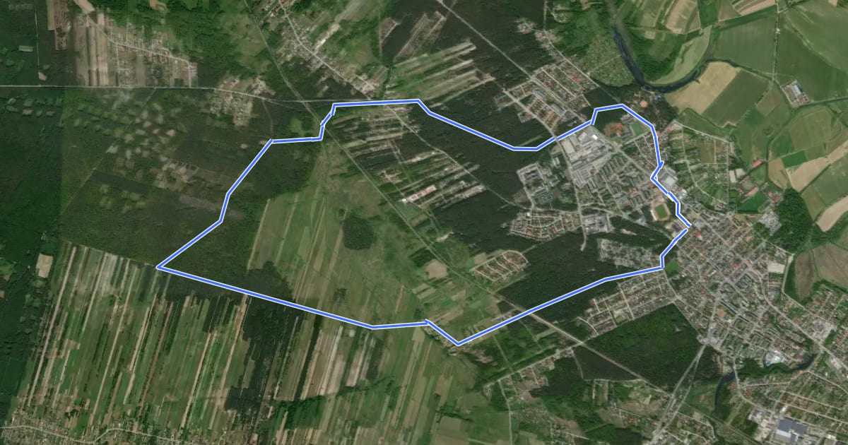 Маршрут Kozienice - nordic walking zielony на спутниковом снимке