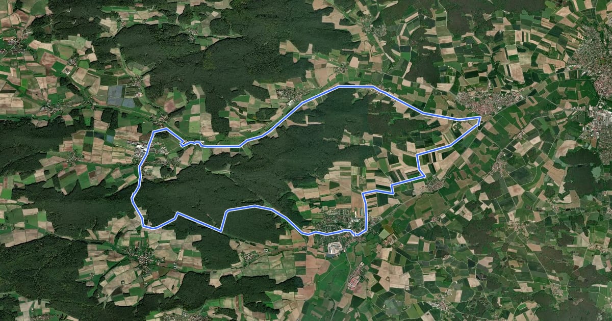 Маршрут Kräuter-Rundweg Uehlfeld на спутниковом снимке