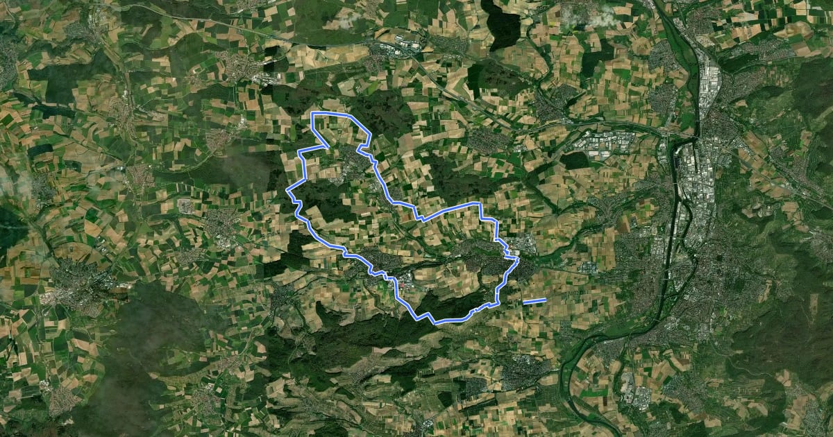 Маршрут KR2 Kraichgauer Hügeltour на спутниковом снимке