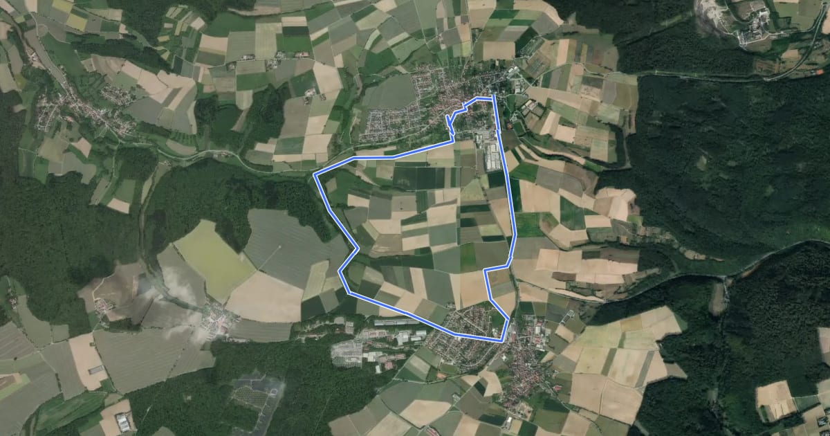 Маршрут KR8 Hüffenhardt-Fischteiche Rundweg на спутниковом снимке