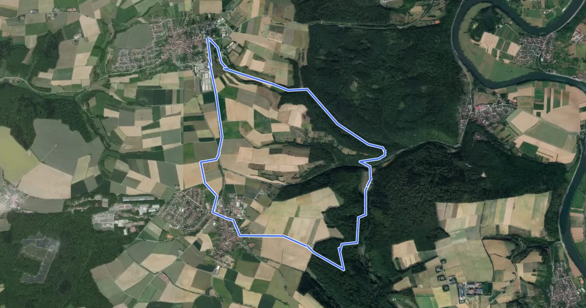 Маршрут KR9 Mühlenschenke-Hüffenhardt Rundweg на спутниковом снимке