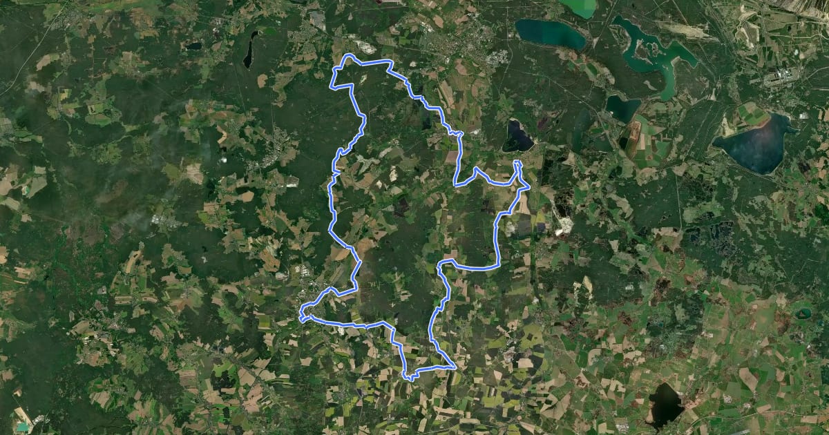 Маршрут Krabat-Radweg на спутниковом снимке