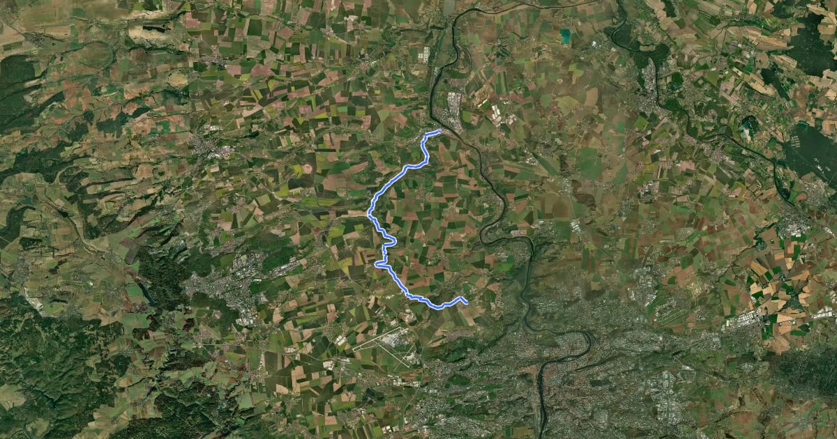 Маршрут [Č] Kralupy nad Vltavou (žst) - Horoměřice на спутниковом снимке