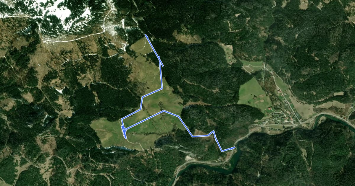 Маршрут Krampen - Falkensteinalm - Lachalm на спутниковом снимке