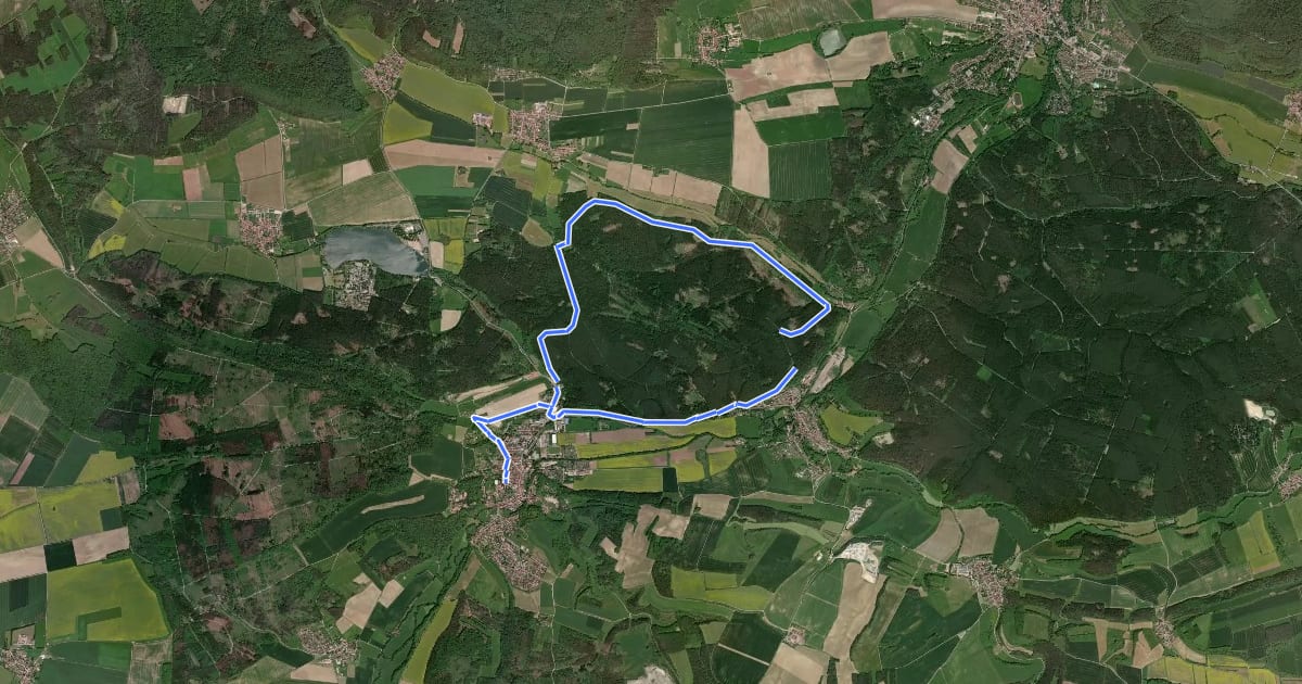 Маршрут Kranich-Rundwanderweg 2 на спутниковом снимке