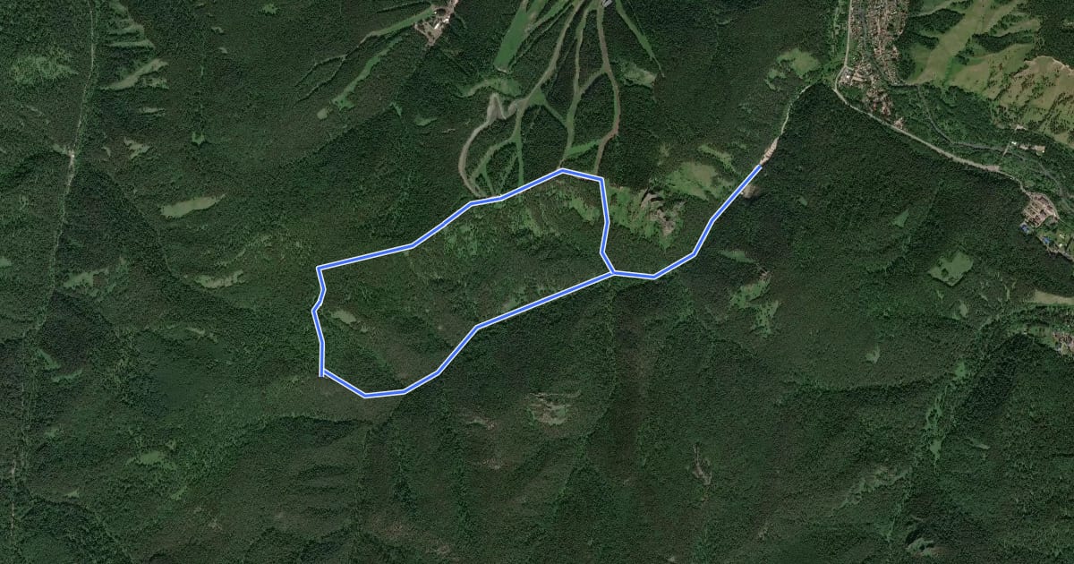 Маршрут Красный (к Малому Беркуту и Такмаку) на спутниковом снимке