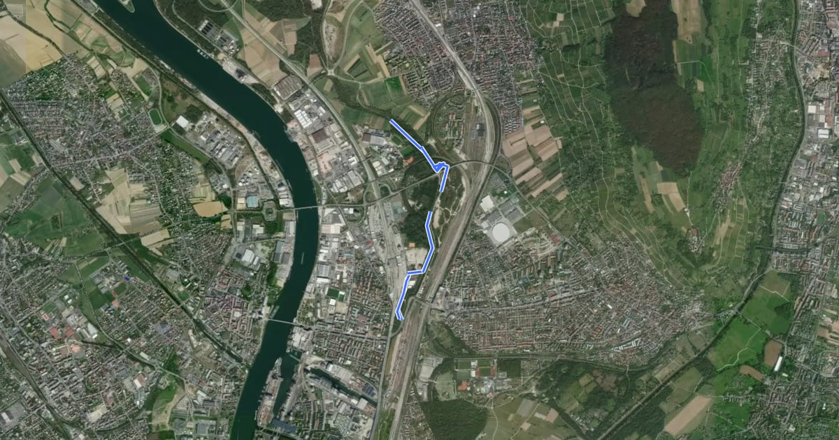 Маршрут Krebsbachtal - Weil am Rhein Friedensbrücke на спутниковом снимке