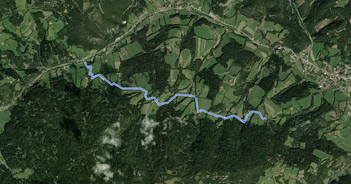 Маршрут Kreuzbauern - Baumgarten на спутниковом снимке
