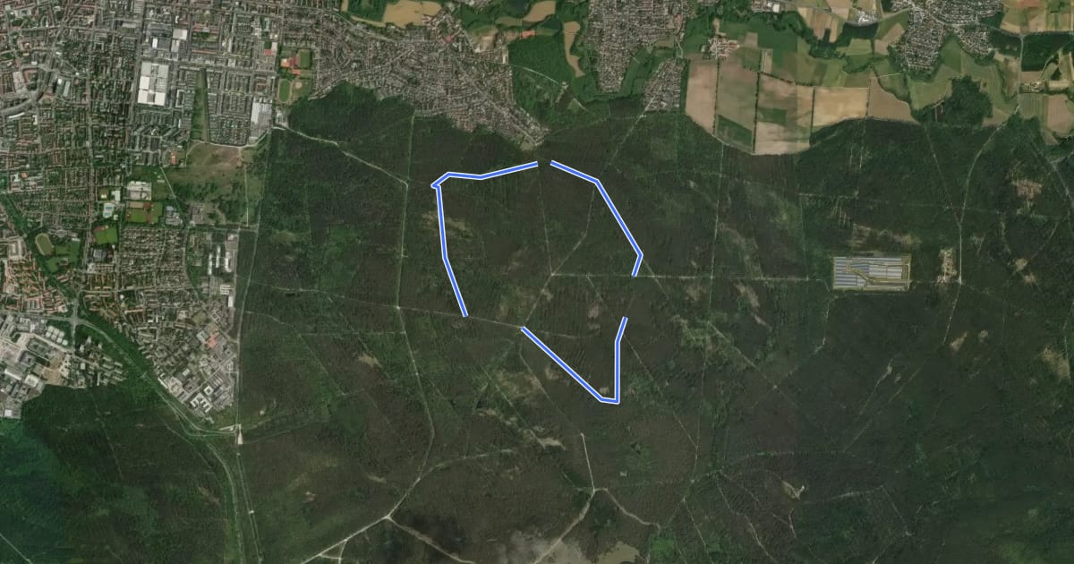 Маршрут Kreuzeiche Trail на спутниковом снимке