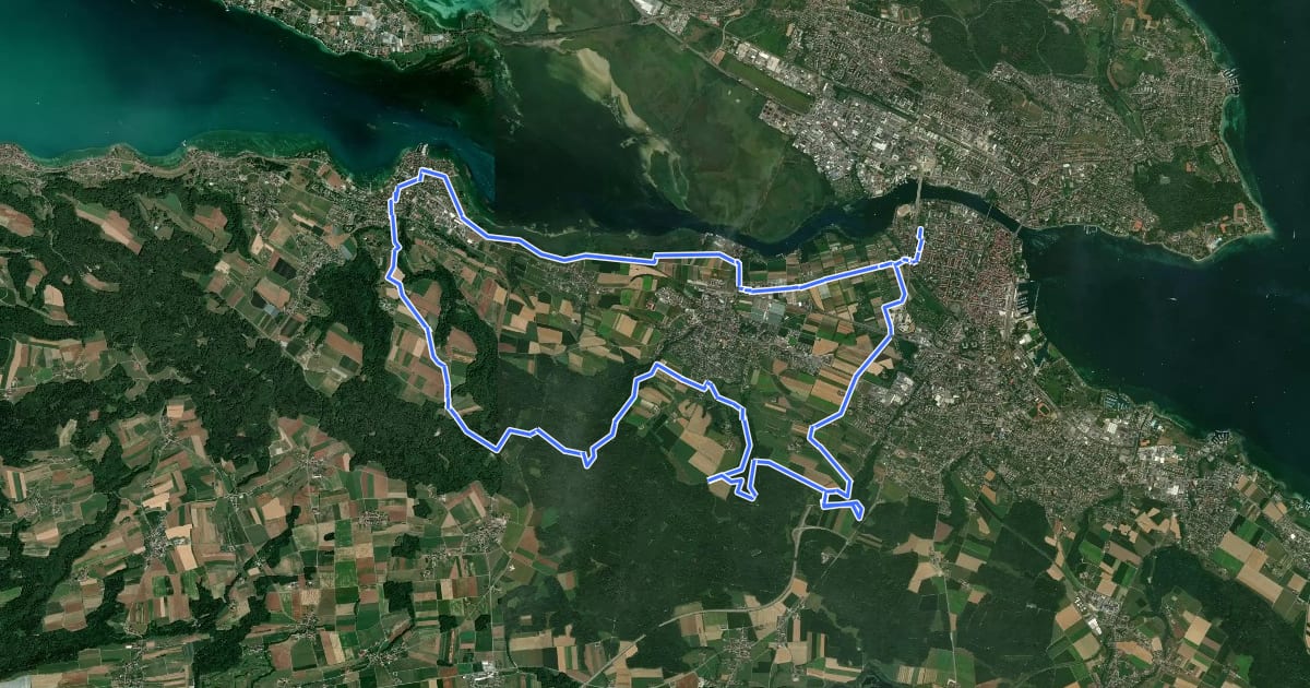 Маршрут Kreuzlingen, Tägerwilen, Ermatingen на спутниковом снимке