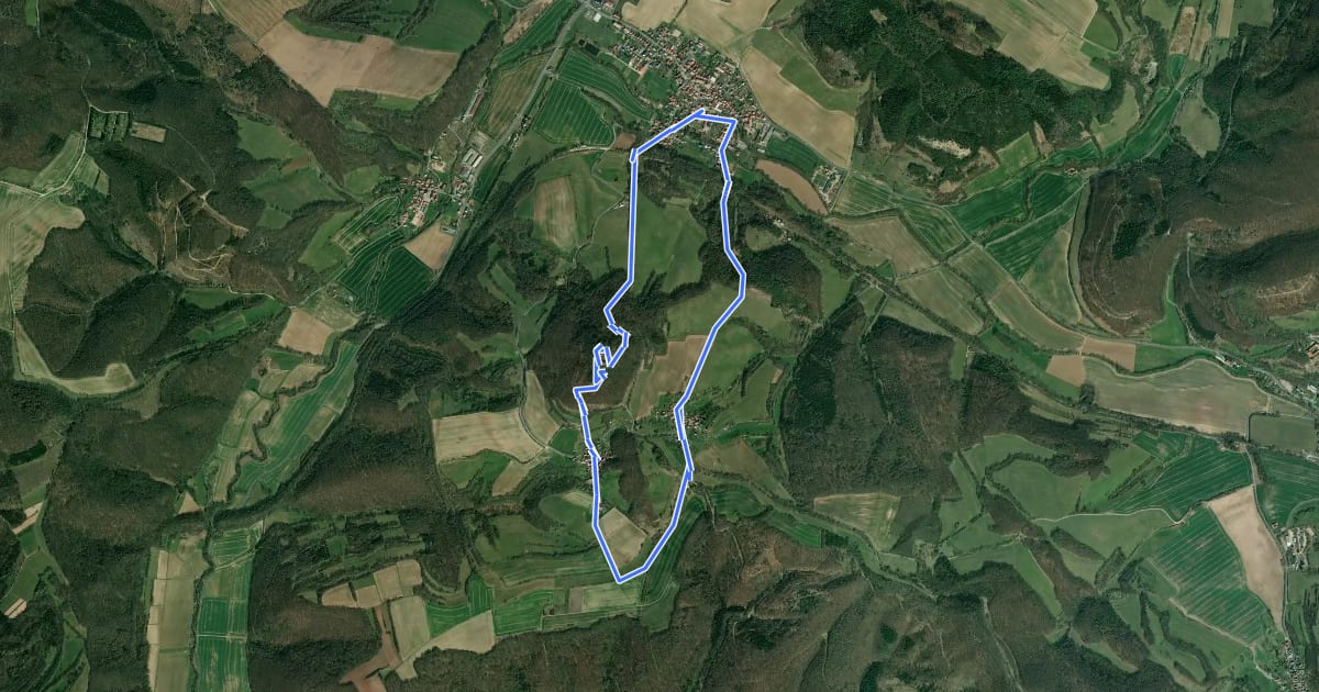 Маршрут Kreuzstieg Hülfensberg на спутниковом снимке