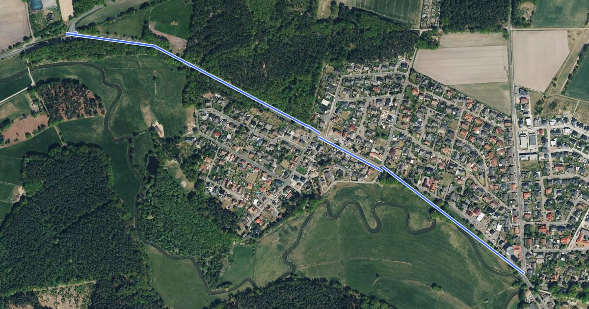 Маршрут Kreuzung L289 x B188 (05) - Dannenbüttel Bundesstraße Abzweig Westerbeck (80) на спутниковом снимке