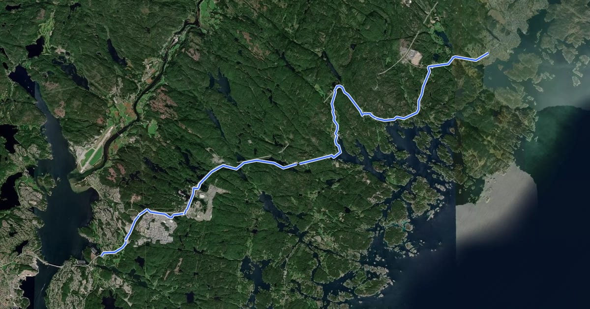 Маршрут Kristiansand-Lillesand на спутниковом снимке