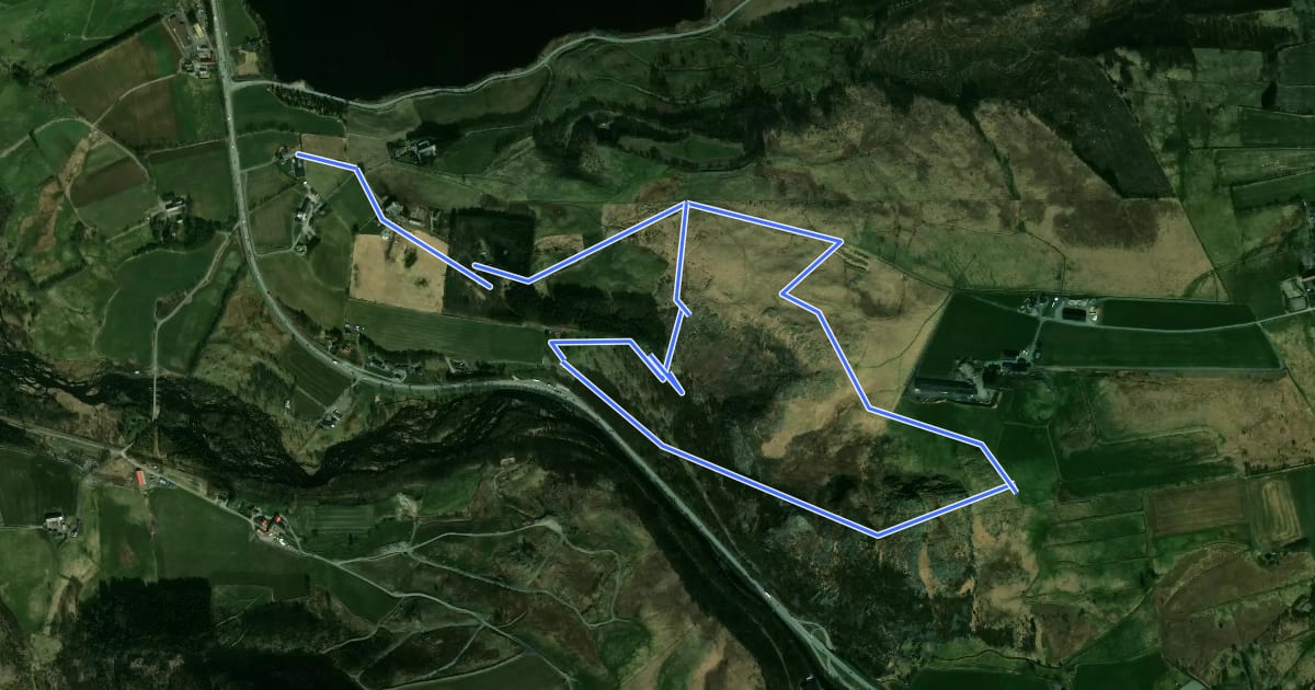 Маршрут Krossfjellet на спутниковом снимке