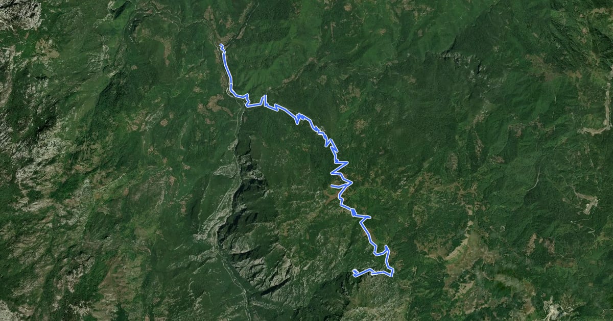 Маршрут Kruševački Potok – Međuriječje (suggested trail, no trailmarks) на спутниковом снимке