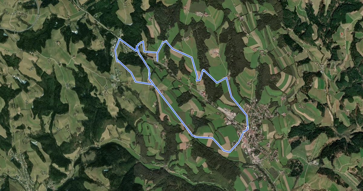 Маршрут Krumbach Gemeindeparkpaltz - Weißes Kreuz Rundwanderweg на спутниковом снимке