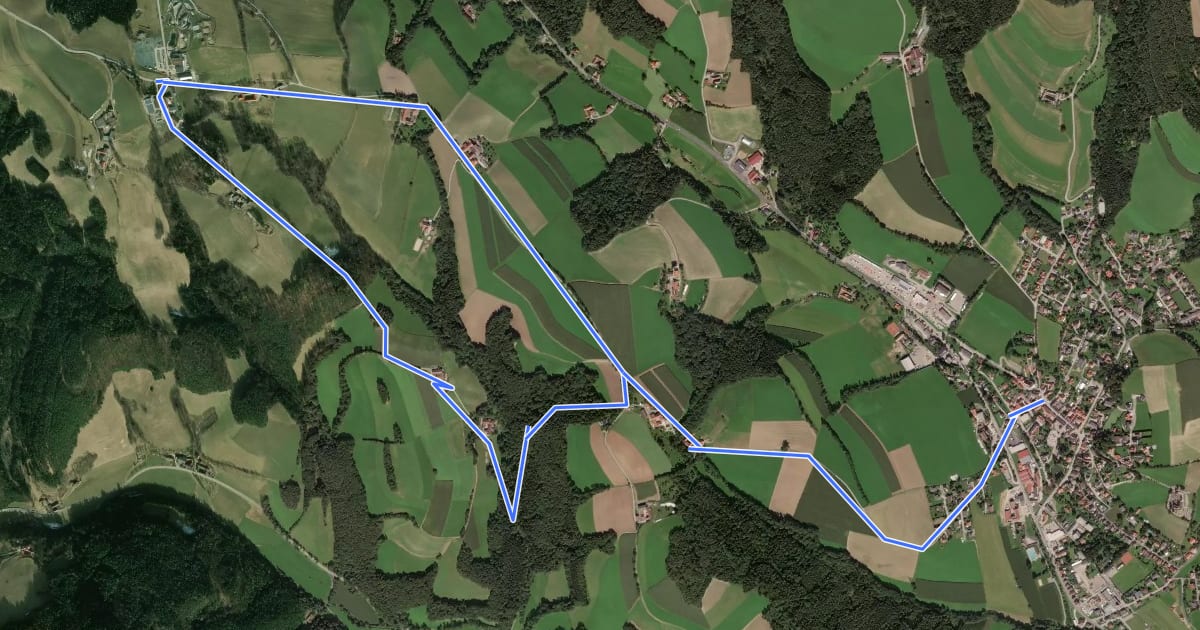 Маршрут Krumbach - Kapelle beim Haidhof - Ransgraben Rundwanderweg на спутниковом снимке