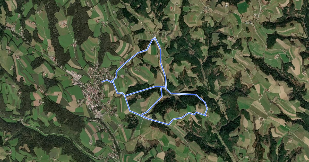 Маршрут Krumbach - Lindenhof - Tripamer - Tiefenbach - Krumbach на спутниковом снимке