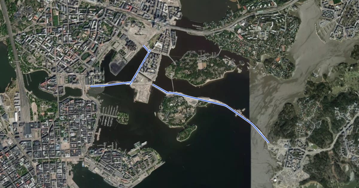 Маршрут Kruunuvuorenselän rantareitti на спутниковом снимке