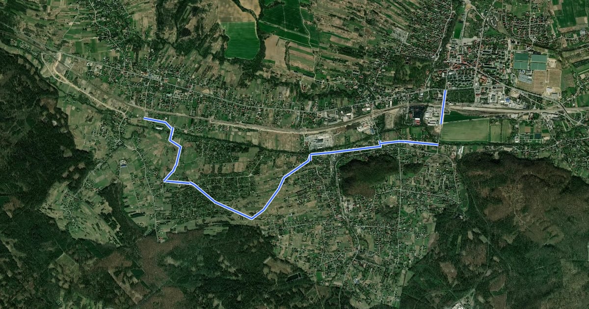 Маршрут Krzeszowice - Wola Filipowska на спутниковом снимке