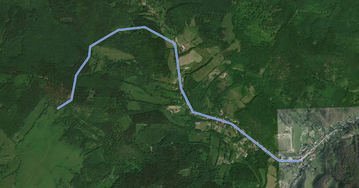 Маршрут Kuźnica – Rościszów на спутниковом снимке