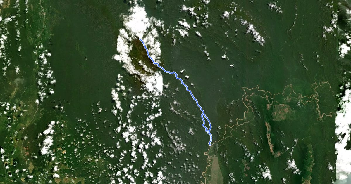 Маршрут Kuala Tahan Trail на спутниковом снимке