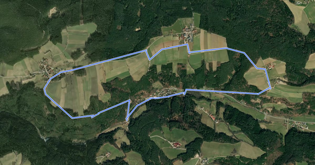 Маршрут Kulmer Weg (Ausgangspunkt: Kirchau Kirchenplatz) на спутниковом снимке