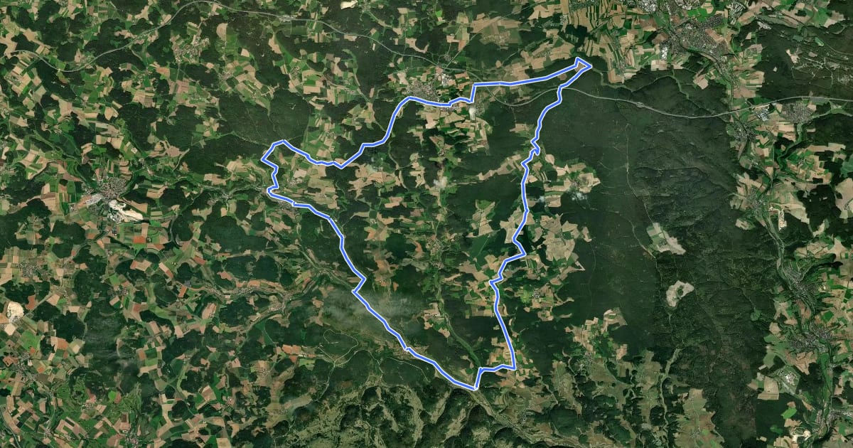 Маршрут Kultour im Naturpark Hirschwald на спутниковом снимке
