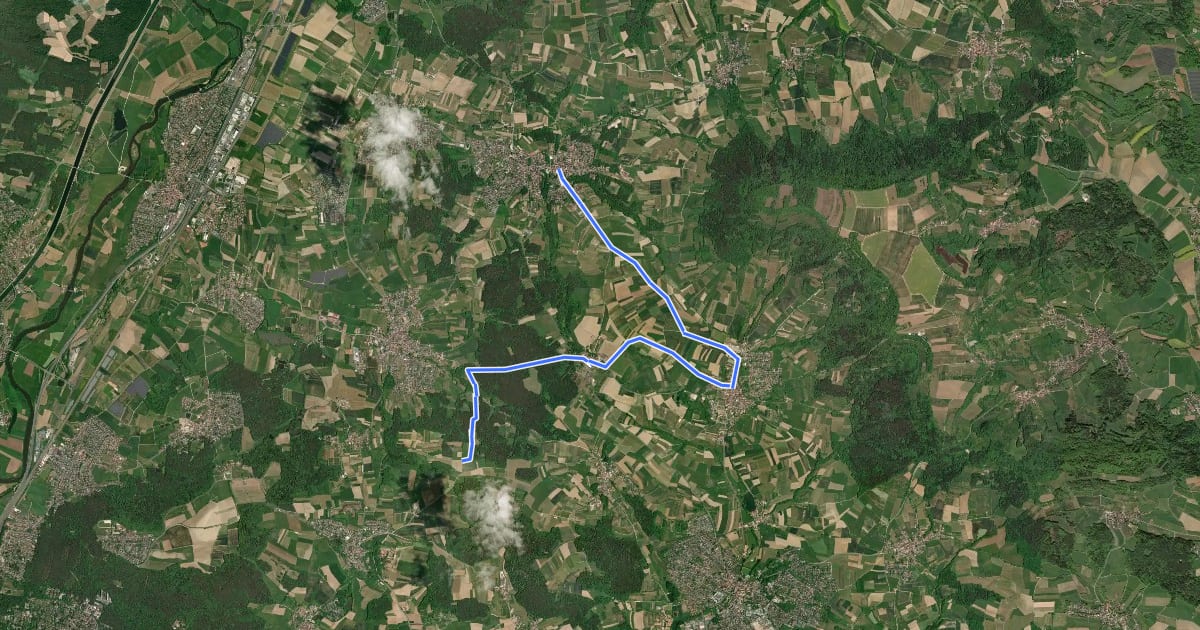 Маршрут Kulturerlebnis Fränkische Schweiz - Langensendlebach - Effeltrich на спутниковом снимке