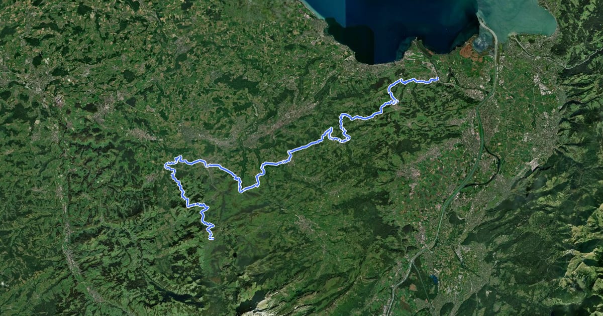 Маршрут Kulturspur Appenzellerland на спутниковом снимке