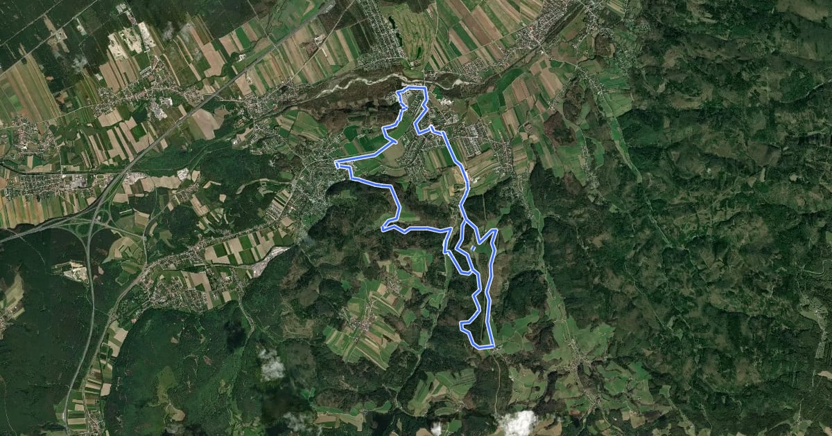 Маршрут Kulturwanderweg Bad Erlach (KWW) на спутниковом снимке