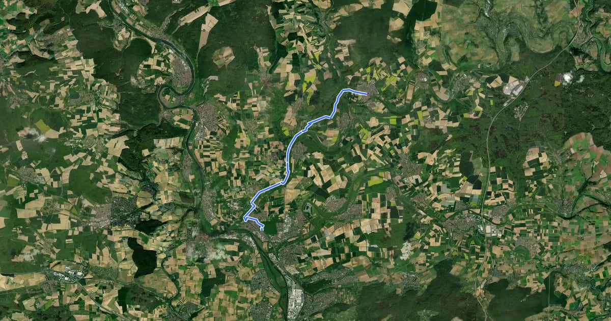 Маршрут Kulturwanderweg Jagst - Etappe 1 на спутниковом снимке