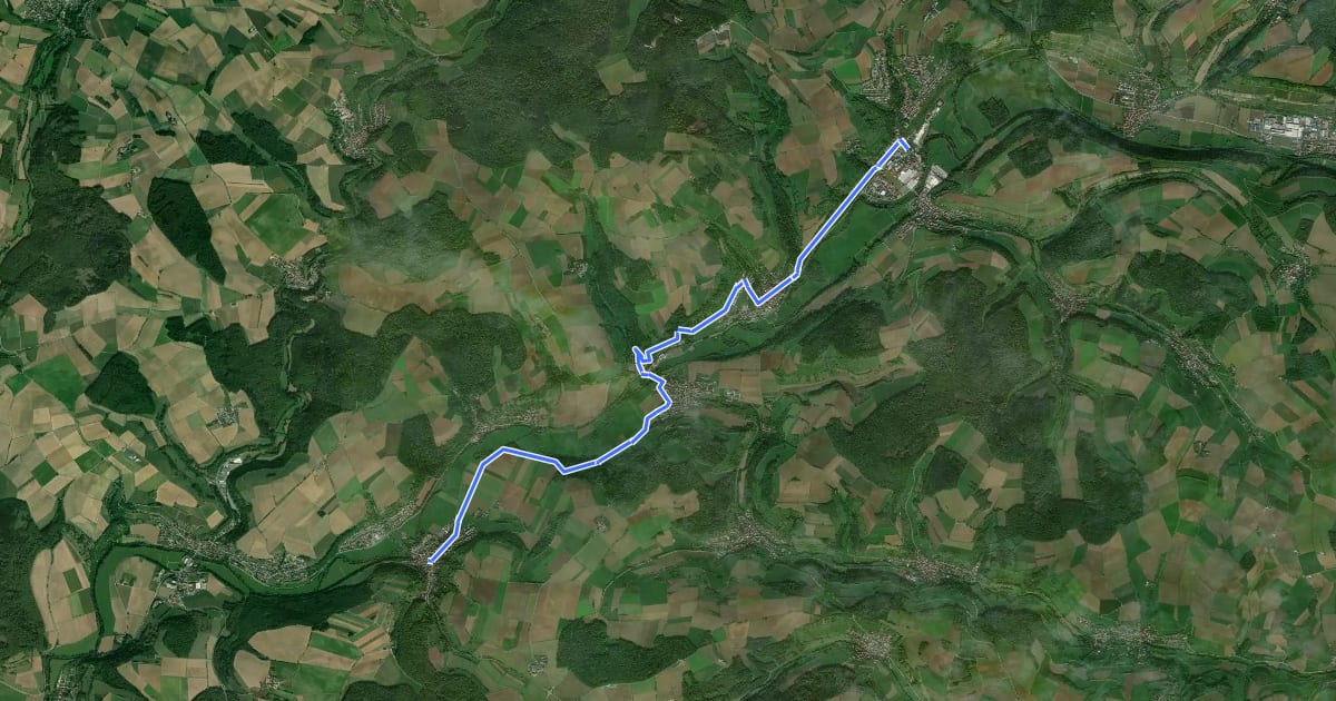 Маршрут Kulturwanderweg Jagst - Etappe 5 на спутниковом снимке