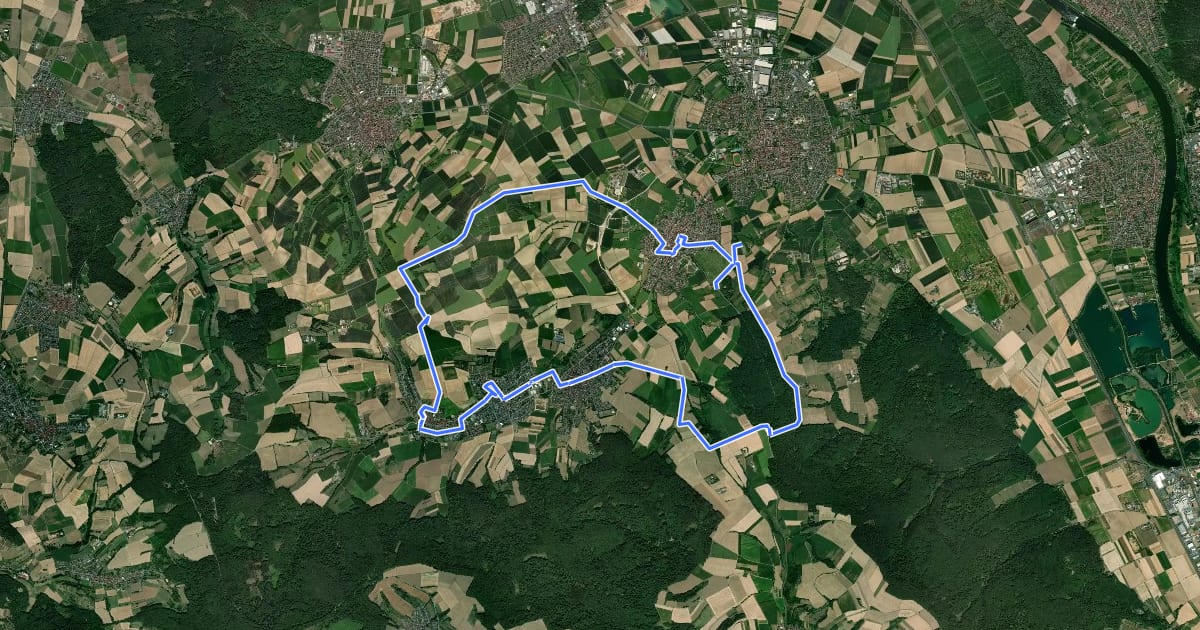 Маршрут Kulturweg Bachgau 3 на спутниковом снимке