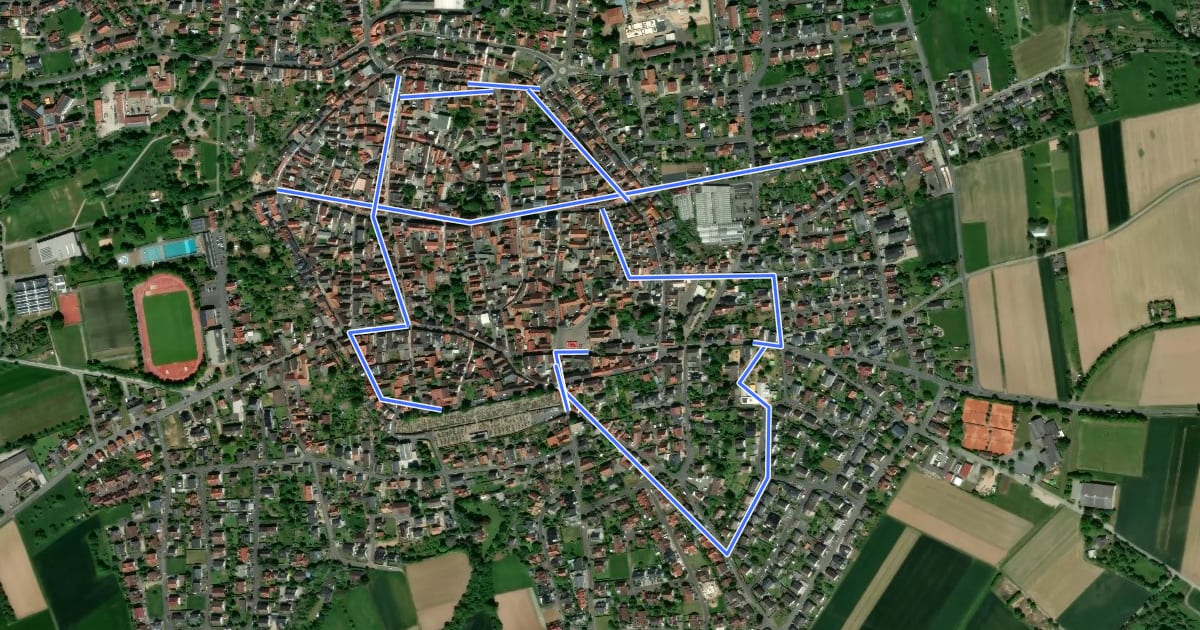 Маршрут Kulturweg Bachgau 4 на спутниковом снимке
