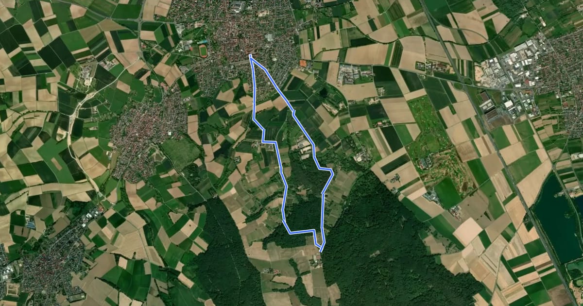 Маршрут Kulturweg Bachgau 5 на спутниковом снимке