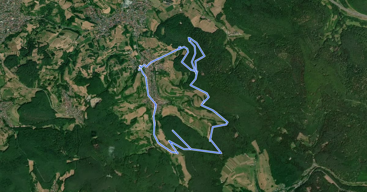 Маршрут Kulturweg Bessenbach 1 на спутниковом снимке