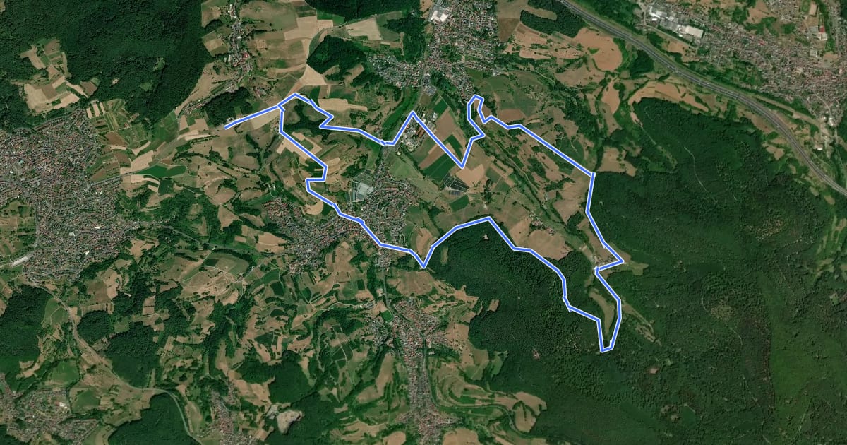 Маршрут Kulturweg Bessenbach 2 на спутниковом снимке