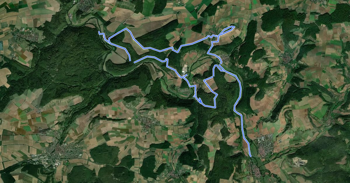 Маршрут Kulturweg Bronnbach Höhefeld на спутниковом снимке
