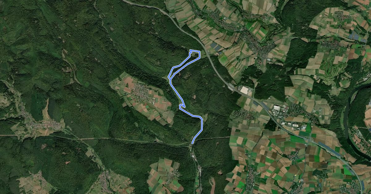 Маршрут Kulturweg Haseltal на спутниковом снимке
