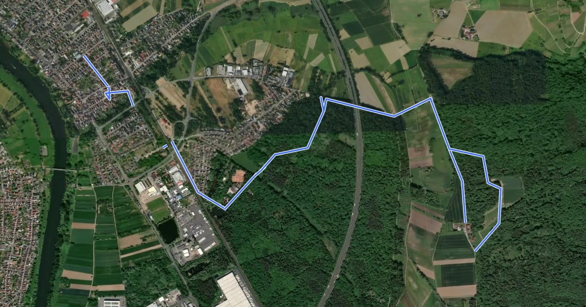 Маршрут Kulturweg Karlstein на спутниковом снимке