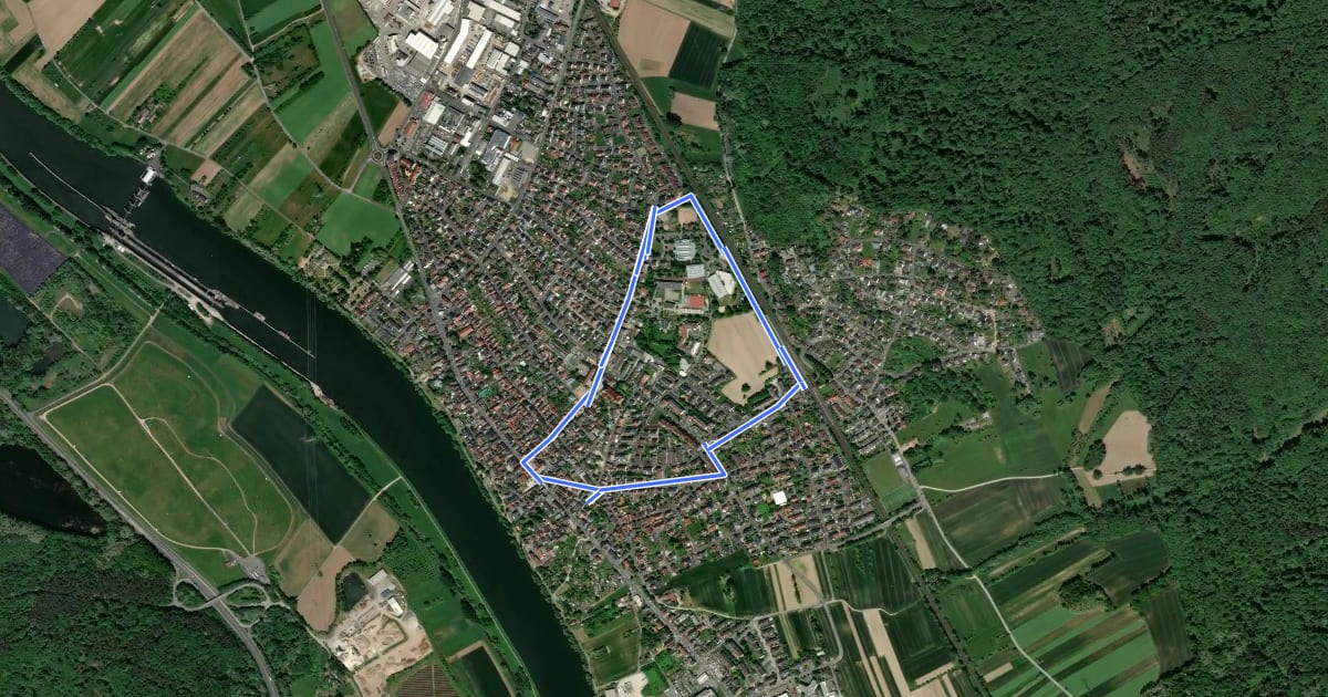 Маршрут Kulturweg Kleinostheim - Ortsrundgang на спутниковом снимке